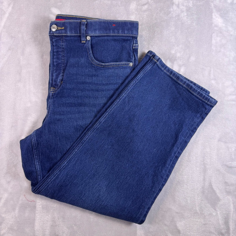 Spanx Wide Leg‎ Jeans Dark Wash High Rise Tummy Control Blue Womens XL 21675R